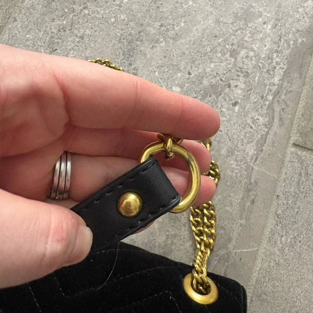 Black Velvet GG Shoulder Bag with Gold Hardware - Picture 7 of 12